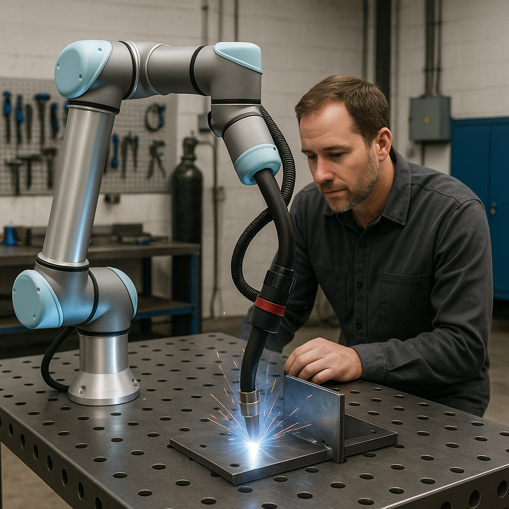 A collaborative robot performing a precise MIG wel